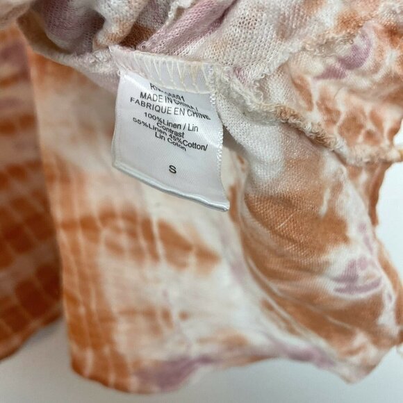 Young Fabulous Broke Tie Dye Shirt Orange Purple 100% Linen Size Small - Picture 4 of 5